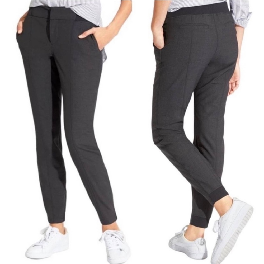 K105 NWOT Athleta Black Heather Wool Blend Work It City Pant Size 0